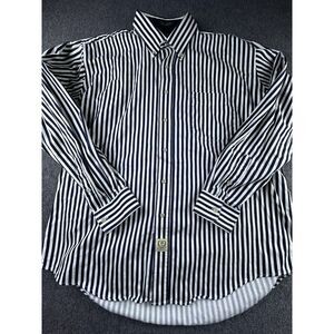 Vintage Hunt Club Shirt Mens X-Large Navy White Striped Long Sleeve Wrinkle Free